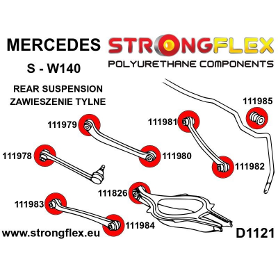 SILENTBLOCK Mercedes S-Class W140 JUEGO DE CASQUILLOS DE BARRA ESTABILIZADORA TRASERA STRONGFLEX 2 Unidades