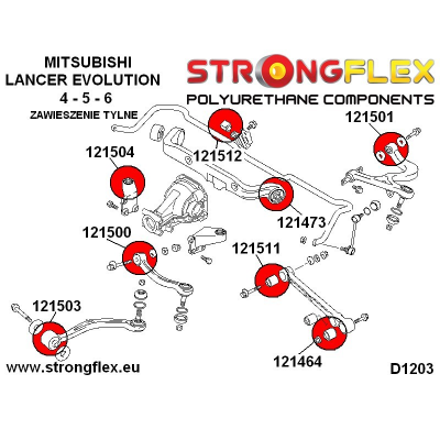 SILENTBLOCK Mitsubishi Lancer Evolution Vii - Viii - Ix STRONGFLEX REAR DIFF MOUNT KIT DE CASQUILLOS TRASEROS 2 Unidades