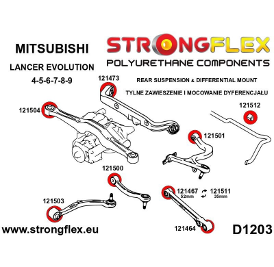 SILENTBLOCK Mitsubishi Lancer Evolution Iv - V - Vi KIT DE CASQUILLOS DE SUSPENSIÓN TRASERA STRONGFLEX SPORT