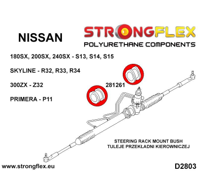 SILENTBLOCK Nissan Skyline R34 97-02 CASQUILLO DE MONTAJE DE CREMALLERA DE DIRECCIÓN FLEXIBLE FUERTE SPORT