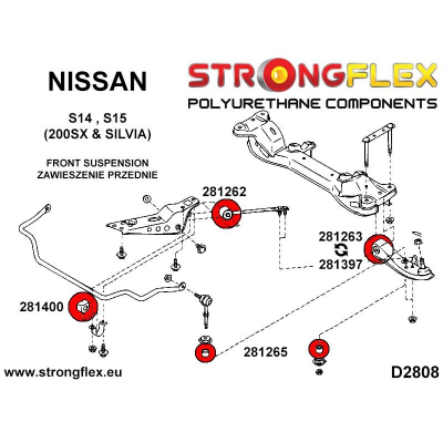 SILENTBLOCK Nissan Skyline R34 97-02 BRAZO DE RADIO INFERIOR DELANTERO FLEXIBLE FUERTE AL CASQUILLO DEL CHASIS KIT SPORT 2 Unida