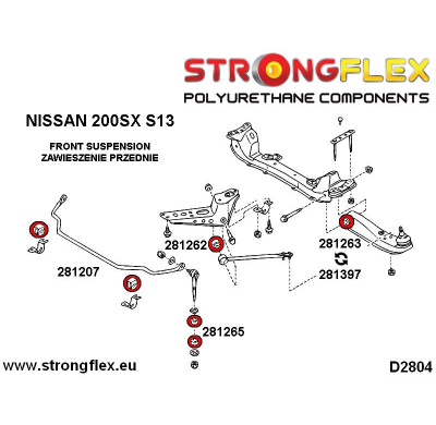 SILENTBLOCK Nissan Skyline R34 97-02 BRAZO DE RADIO INFERIOR DELANTERO FLEXIBLE FUERTE PARA CASQUILLO DEL CHASIS KIT 2 PIEZAS.