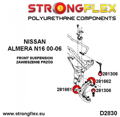 SILENTBLOCK Nissan Almera N16 00-06 KIT BUJE DELANTERO BRAZO INFERIOR DELANTERO STRONGFLEX SPORT 2 Unidades