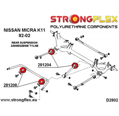 SILENTBLOCK Nissan Micra K11 92-02 STRONGFLEX CASQUILLO DE MONTAJE EXTERIOR DE VIGA TRASERA SPORT KIT 2 Unidades