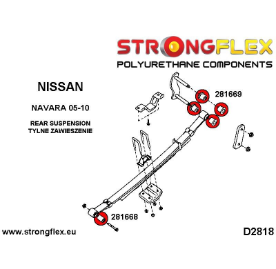 SILENTBLOCK Nissan Navara 05- Todos modelos KIT DE BUJE DE GRILLETE FLEXIBLE FUERTE SPORT 4 Unidades