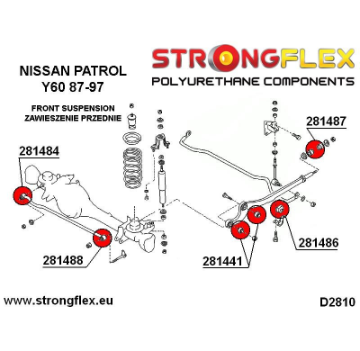 SILENTBLOCK Nissan Patrol Y60 87-97 BRAZO DE RADIO FLEXIBLE FUERTE PARA MONTAJE EN DIFERENCIAL SPORT KIT 4 Unidades