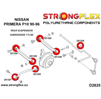 SILENTBLOCK Nissan Primera P10 90-96 BRAZO DE ARRASTRE TRASERO STRONGFLEX PARA BUJE DE BUJE KIT 2 PIEZAS.