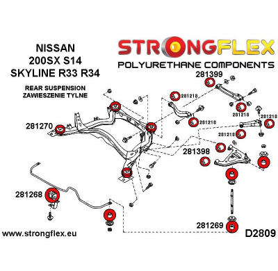 SILENTBLOCK Nissan Skyline R34 97-02 KIT DE CASQUILLOS DE SUSPENSIÓN STRONGFLEX FULL R33 R34 SPORT