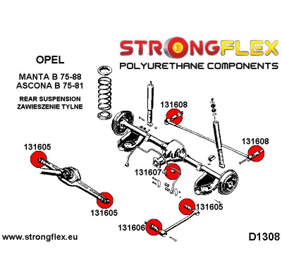 SILENTBLOCK Opel Manta Manta B 75-88 SOPORTE DE HÉLICE CENTRAL TRASERO FLEXIBLE FUERTE Y BARRA DE UNIÓN TRASERA A LOS CASQUILLOS