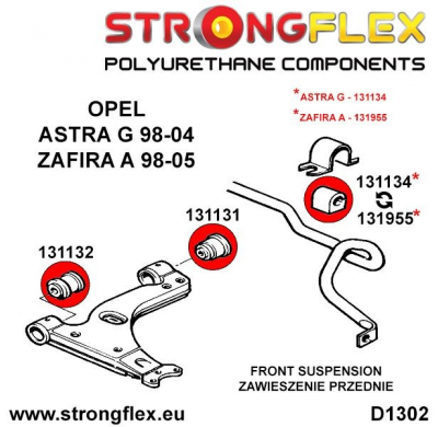 SILENTBLOCK Opel Zafira Zafira B 05-14 KIT DE BUJE TRASERO DE HORQUILLA DELANTERA STRONGFLEX SPORT 2 Unidades