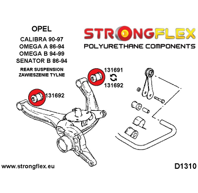 SILENTBLOCK Opel Vectra Vectra A 88-95 KIT DE CASQUILLOS DE SUSPENSIÓN TRASERA STRONGFLEX SPORT 4 Unidades