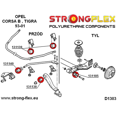 SILENTBLOCK Opel Tigra Tigra A CASQUILLO INTERIOR DE HORQUILLA DELANTERA STRONGFLEX SPORT KIT 2 Unidades