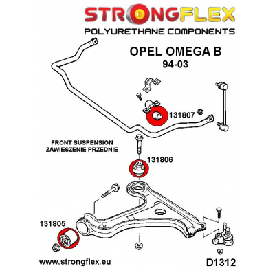 SILENTBLOCK Opel Omega Omega B Fl 99-03 KIT DE BUJE DELANTERO DE HORQUILLA INFERIOR STRONGFLEX FRONT SPORT 2 Unidades