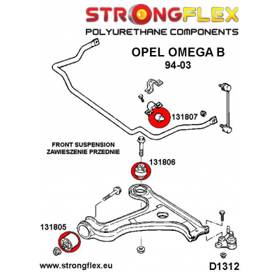 SILENTBLOCK Opel Omega Omega B Fl 99-03 KIT DE CASQUILLOS DE BARRA ESTABILIZADORA DELANTERA STRONGFLEX SPORT 2 Unidades