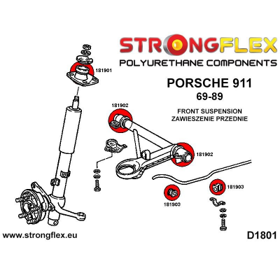 SILENTBLOCK Porsche 911 69-89 Todos modelos KIT DE CASQUILLOS DE BRAZO INFERIOR DELANTERO STRONGFLEX 4 Unidades