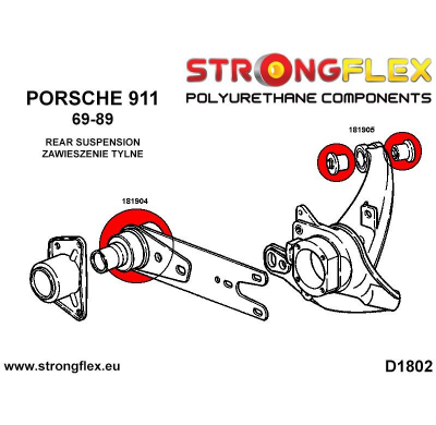 SILENTBLOCK Porsche 911 69-89 Todos modelos BRAZO TRASERO STRONGFLEX - CASQUILLO EXTERIOR SPORT KIT 4 Unidades