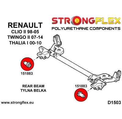 SILENTBLOCK Renault Twingo Ii 07-14 Todos modelos CASQUILLO DE VIGA TRASERA STRONGFLEX SPORT KIT 2 Unidades