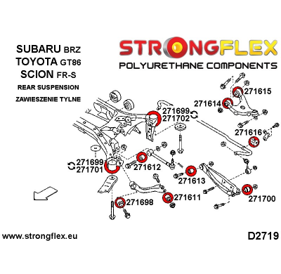 SILENTBLOCK Toyota Gt86 Todos modelos KIT DE BUJE DELANTERO DE BRAZO DE ARRASTRE TRASERO STRONGFLEX 2 Unidades