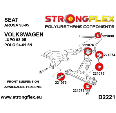 SILENTBLOCK Volkswagen Polo Polo Iii 94-01 6N BRAZO INFERIOR STRONGFLEX FRONT - KIT DE CASQUILLOS DELANTEROS 2 Unidades