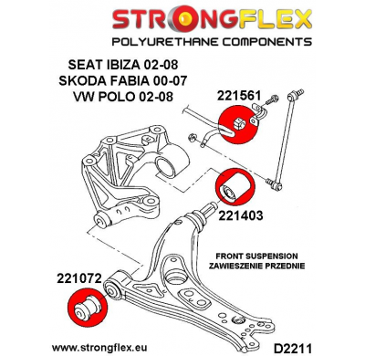 SILENTBLOCK Volkswagen Polo Polo Iv 02-08 KIT CASQUILLOS DE SUSPENSIÓN DELANTERA STRONGFLEX SPORT