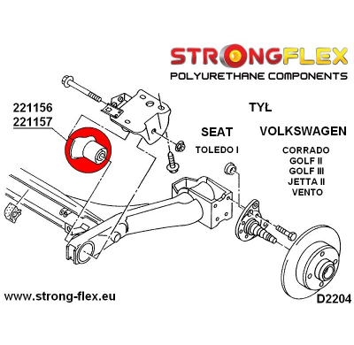 SILENTBLOCK Volkswagen Jetta Jetta Ii CASQUILLO DE SUBCHASIS TRASERO STRONGFLEX 45MM SPORT KIT 2 Unidades