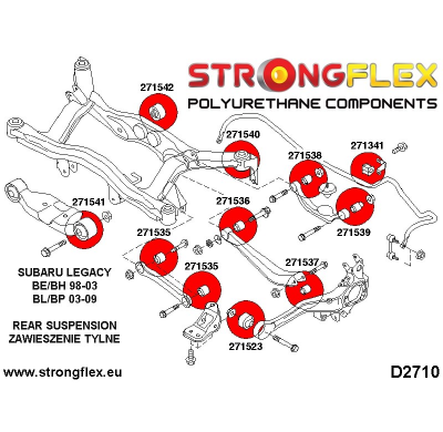 SILENTBLOCK Subaru Legacy/Outback Legacy/Outback Bl Bp 03-09 KIT DE CASQUILLOS DE MONTAJE TRASERO STRONGFLEX REAR DIFF 2 Unidade