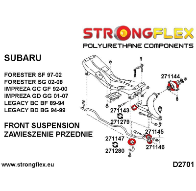 SILENTBLOCK Subaru Legacy/Outback Legacy/Outback Be Bh 98-03 KIT DEPORTIVO DE CASQUILLO DE ENLACE DE BARRA ESTABILIZADORA DELANT