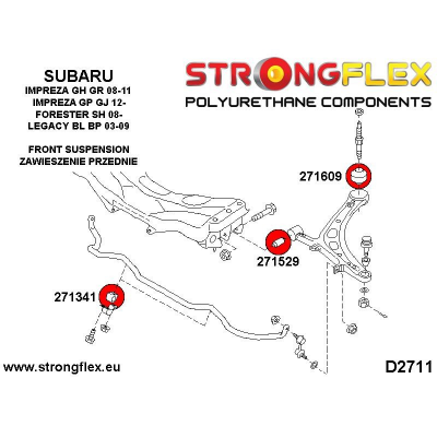 SILENTBLOCK Subaru Legacy/Outback Legacy/Outback Bl Bp 03-09 STRONGFLEX KIT DE CASQUILLO DE BARRA ESTABILIZADORA DELANTERA Y TRA