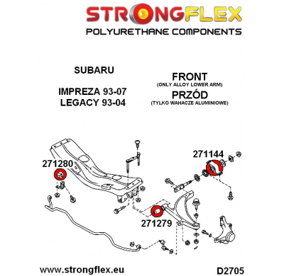 SILENTBLOCK Subaru Legacy/Outback Legacy/Outback Be Bh 98-03 KIT DEPORTIVO BUJE TRASERO DE HORQUILLA DELANTERA STRONGFLEX 2 Unid