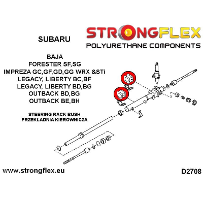 SILENTBLOCK Subaru Legacy/Outback Legacy/Outback Be Bh 98-03 KIT DE CASQUILLOS DE MONTAJE DE CREMALLERA DE DIRECCIÓN STRONGFLEX