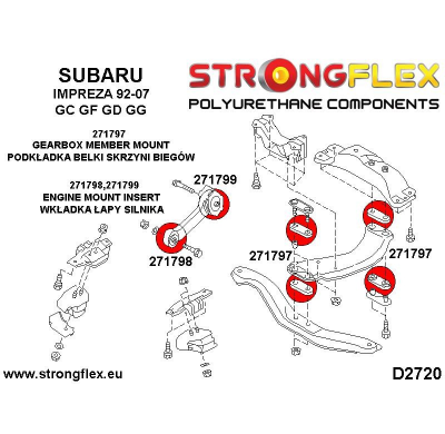 SILENTBLOCK Subaru Impreza Impreza Gd Gg 01-07 INSERTO DE ENLACE DE PASO DE MOTOR FLEXIBLE FUERTE