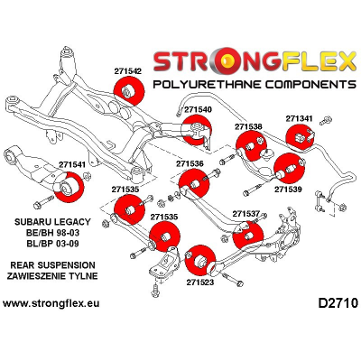 SILENTBLOCK Subaru Legacy/Outback Legacy/Outback Be Bh 98-03 KIT DE CASQUILLO DE MONTAJE DE VIGA TRASERA STRONGFLEX SPORT 4 Unid