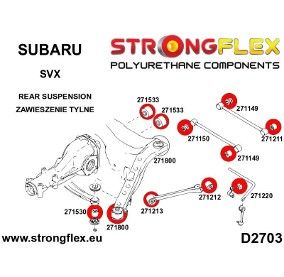 SILENTBLOCK Subaru Svx 91-97 Todos modelos KIT DE CASQUILLOS DE DIFERENCIAL TRASERO STRONGFLEX 2 Unidades