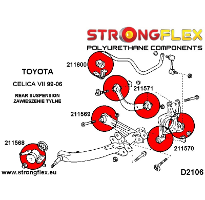 SILENTBLOCK Toyota Celica Celica Vii 99-06 STRONGFLEX REAR BRAZO DE ARRASTRE TRASERO EXTERIOR BUSH KIT 4 Unidades