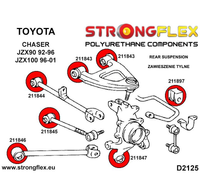 SILENTBLOCK Toyota Chaser Jzx90 92-96 STRONGFLEX BRAZO DE CONTROL DE VÍA TRASERA CASQUILLO INTERIOR KIT SPORT 2 Unidades