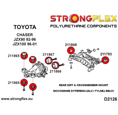 SILENTBLOCK Toyota Chaser Jzx90 92-96 SUBCHASIS TRASERO STRONGFLEX - CASQUILLO DELANTERO SPORT KIT 2 Unidades