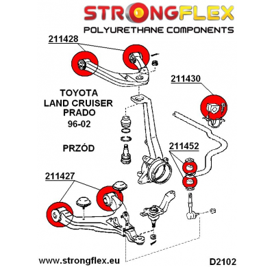 SILENTBLOCK Toyota Land Cruiser 96-02 Todos modelos STRONGFLEX KIT DE CASQUILLO DE ENLACE FINAL DE BARRA ESTABILIZADORA DELANTER