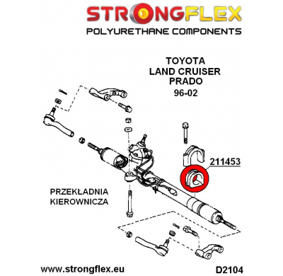 SILENTBLOCK Toyota Land Cruiser 96-02 Todos modelos CASQUILLO DE MONTAJE DE CREMALLERA DE DIRECCIÓN FLEXIBLE FUERTE 50 MM SPORT