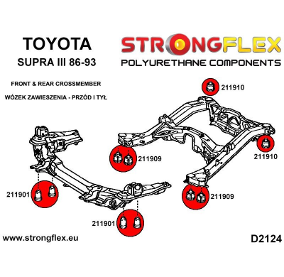 SILENTBLOCK Toyota Supra Supra Iii 86-93 KIT DE CASQUILLOS DE SUBCHASIS DELANTERO STRONGFLEX SPORT 4 Unidades