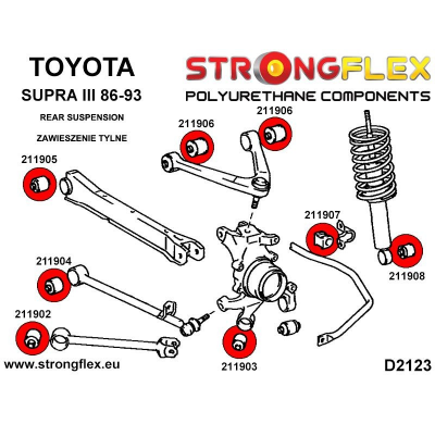 SILENTBLOCK Toyota Supra Supra Iii 86-93 BRAZO DE ARRASTRE TRASERO STRONGFLEX - KIT DE CASQUILLO DELANTERO SPORT 2 Unidades