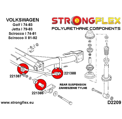 SILENTBLOCK Volkswagen Scirocco Scirocco Ii 81-92 KIT DE BUJE EXTERIOR DE MONTAJE DE BARRA ESTABILIZADORA TRASERA STRONGFLEX SPO