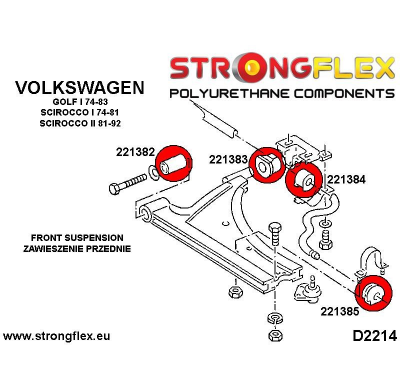 SILENTBLOCK Volkswagen Scirocco Scirocco Ii 81-92 KIT DE BUJE DELANTERO DE HORQUILLA DELANTERA STRONGFLEX 2 Unidades