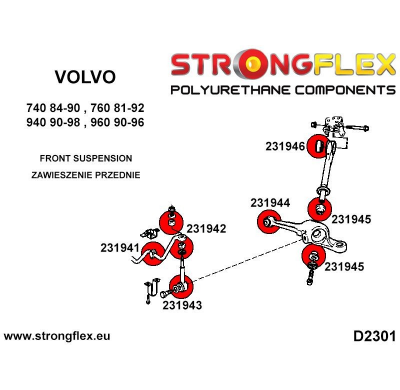 SILENTBLOCK Volvo 900 Series (90-98) 960 I (90-94) KIT DE CASQUILLOS DE BARRA ESTABILIZADORA DELANTERA STRONGFLEX SPORT 2 Unidad