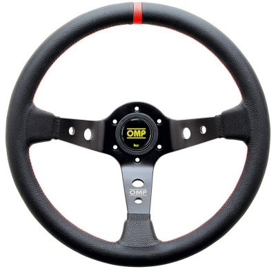 VOLANTE OMP CORSICA PIEL 350MM BRAZOS NEGRO - DETALLE ROJO