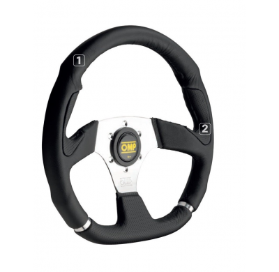 VOLANTE OMP CROMO PIEL 350MM ANCHO/330MM ALTO NEGRO/CROMO