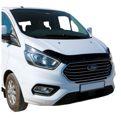 Protector de capó Oneway apto para Ford Transit Custom MK1 Facelift 2018-2023 - Negro brillante