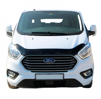 Protector de capó Oneway apto para Ford Transit Custom MK1 Facelift 2018-2023 - Negro brillante