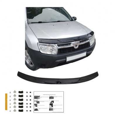 Protector de capó Oneway compatible con Dacia Duster I 2010-2017 - Negro brillante