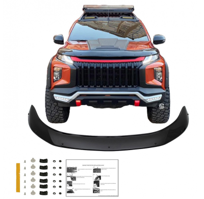 Protector de capó Oneway apto para Mitsubishi L200 Triton 6 2019- - Negro brillante