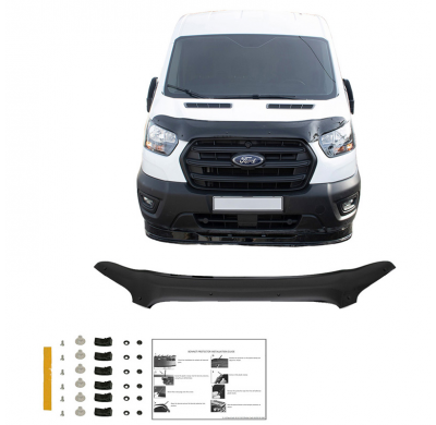 Protector de capó Oneway apto para Ford Transit MK8 Facelift 2019- - Negro brillante
